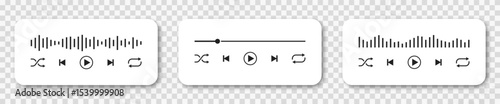 Audio, mp3 player interface design with sound wave and buttons. Vector EPS 10