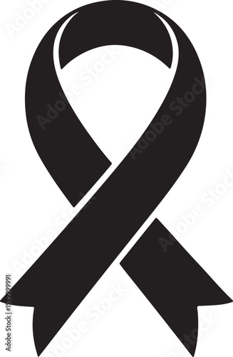 awareness ribbon silhouette, black and white silhouette, vector and illustration