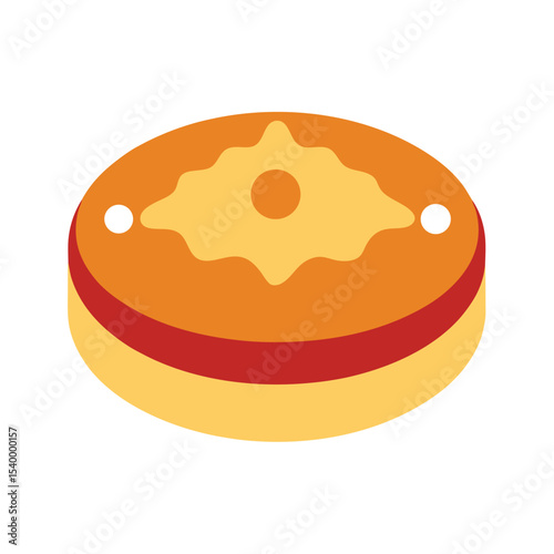 Okonomiyaki Japanese pancake with toppings dish Vector illustration