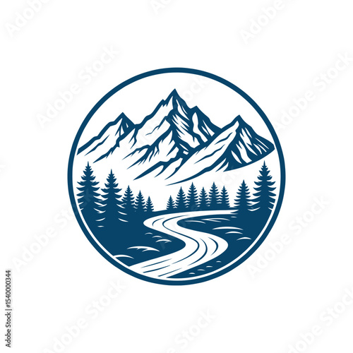 Mountain silhouette logo vector line art logo design
