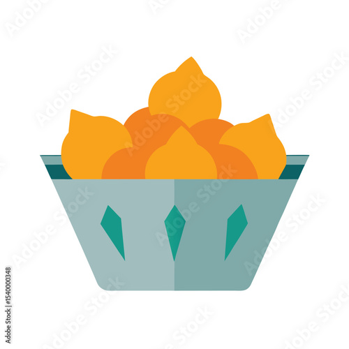 Paneer pakora crispy in fry basket appetizer Vector illustration
