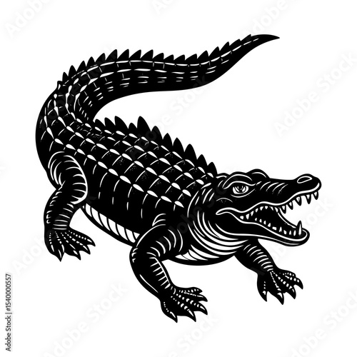 Download vector image of aggressive alligator, crocodile with open mouth and sharp teeth illustration for free