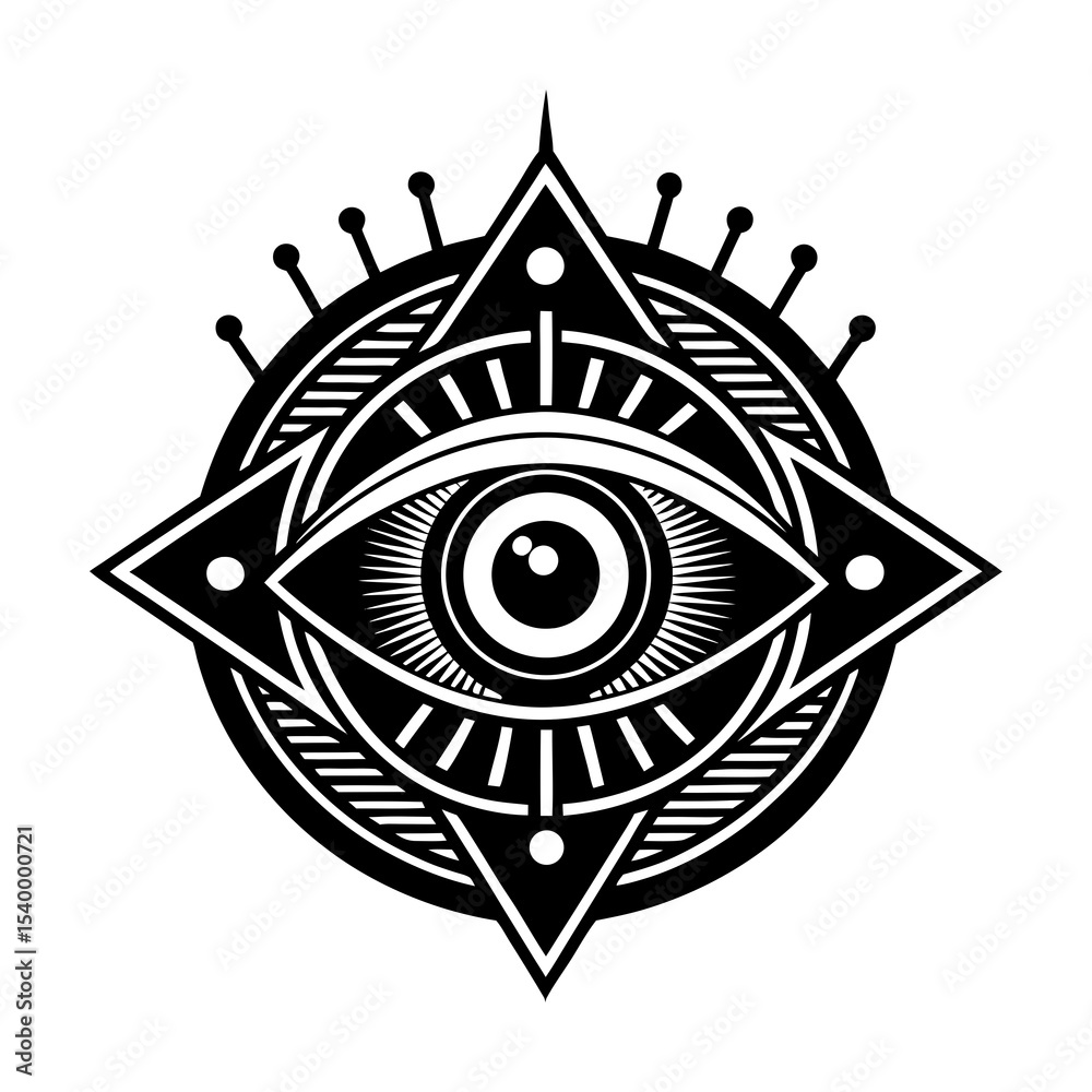 Fototapeta premium All seeing eye vector graphic design, occult symbol, esoteric sign, masonic eye illustration image