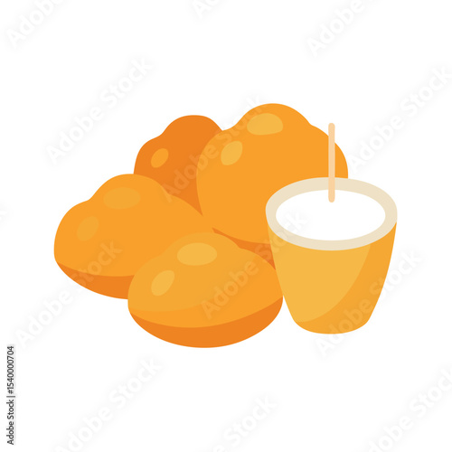 Potato croquettes with dipping sauce snack Vector illustration