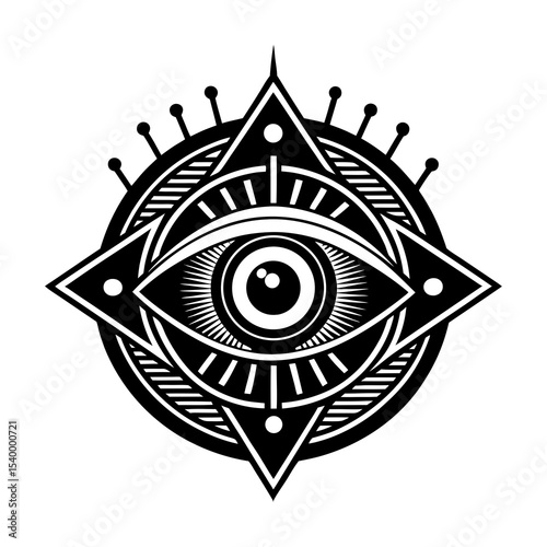 All seeing eye vector graphic design, occult symbol, esoteric sign, masonic eye illustration image