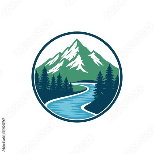 Mountain silhouette logo vector line art logo design
