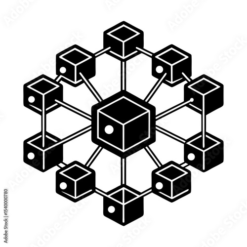Blockchain network technology diagram concept for decentralized system and data structure design