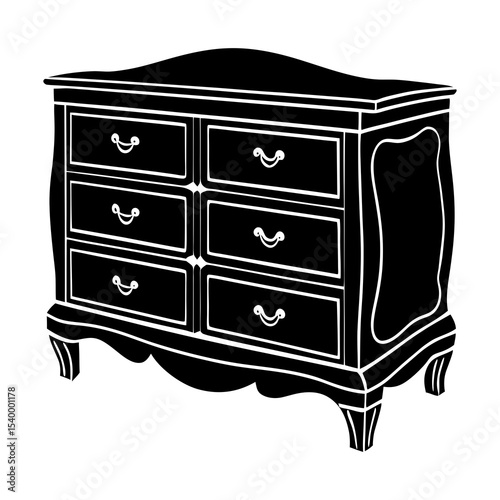 Antique black dresser furniture chest of drawers bedroom storage cabinet vintage commode for home decor