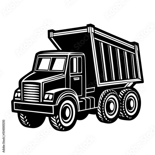 Download black and white dump truck vector image for construction and transportation projects online now