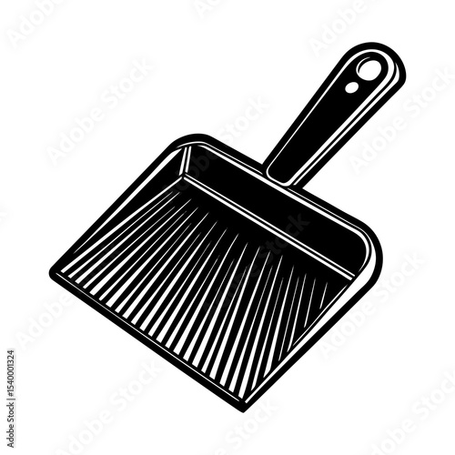 Explore black and white dustpan illustration for cleaning tools and household supplies for hygiene tasks