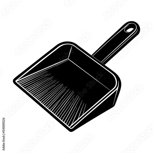 Find black plastic dustpan for cleaning floors and surfaces in home or office for dust and debris