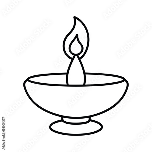 Detailed vector illustration of a traditional tibetan butter lamp perfect for spiritual or cultural designs
