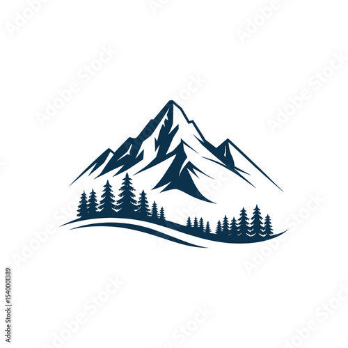 Mountain silhouette logo vector line art logo design
