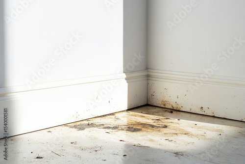 Dirty corner floor with stains