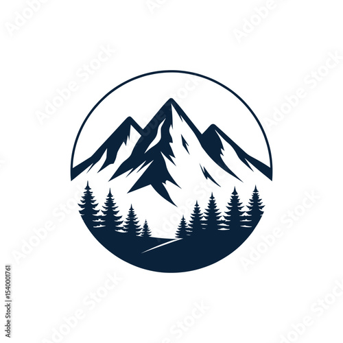 Mountain silhouette logo vector line art logo design
