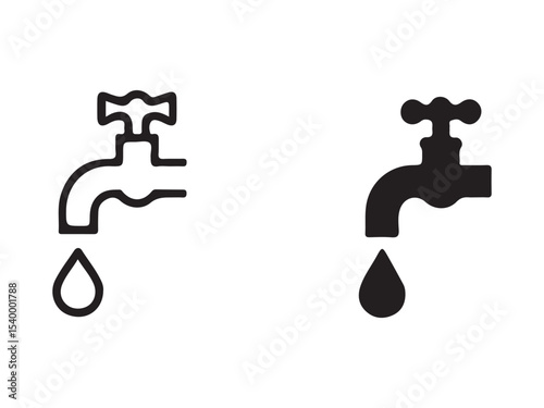 water faucet with droplet eco icon