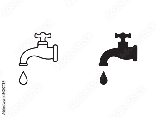 water faucet with droplet eco icon
