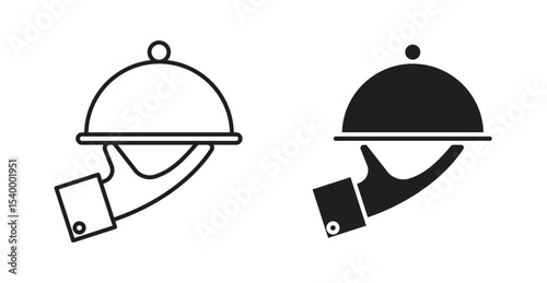 Hand holding tray icon Logos. Flat Vector Icon Design Template