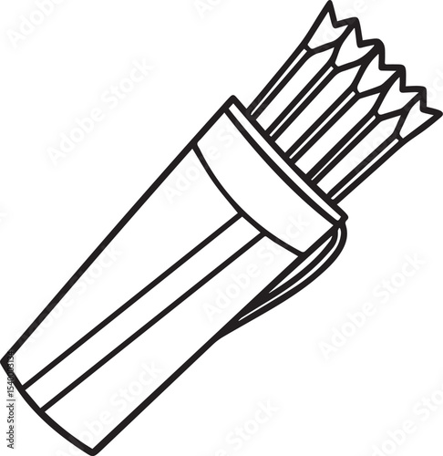 quiver outline vector illustration, line art