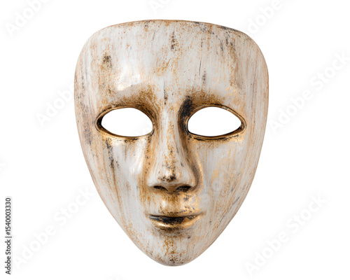 White mask ghost mask photo object isolated transparency background high fidelity vintage mysterious emotionless haunting expression