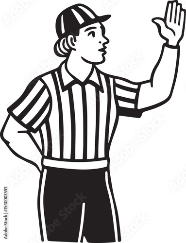 referee count hand outline vector illustration, line art