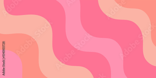 Wavy texture. Cute and abstract pink wave background. Fun striped pattern with gradient texture. Vector illustration