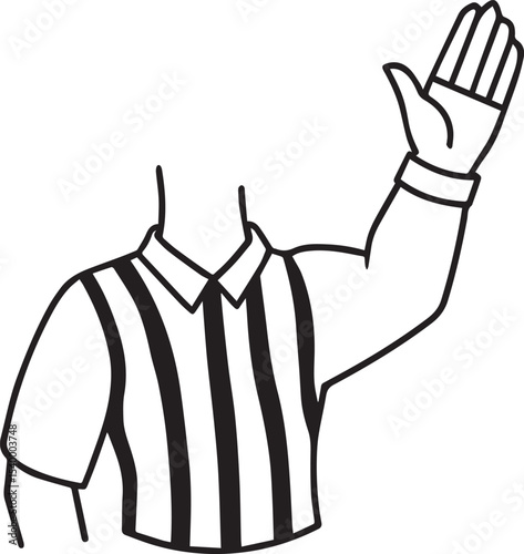 referee signal count hand outline vector illustration, line art