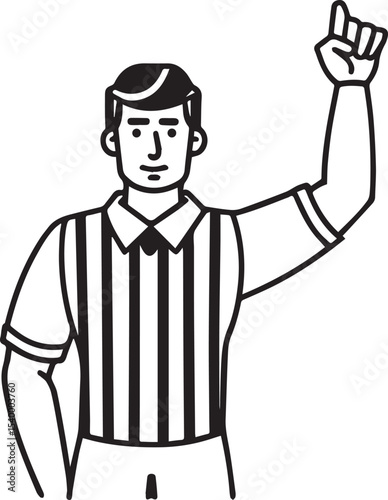 referee signal count hand outline vector illustration, line art