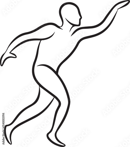 serve motion outline vector illustration, line art