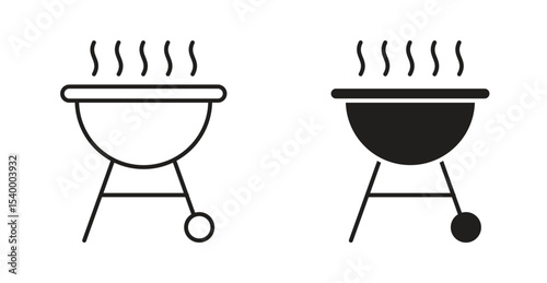 Grill icon Logos. Flat Vector Icon Design Template