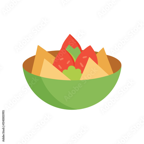 Syrian fattoush salad with crispy pita pieces Vector illustration