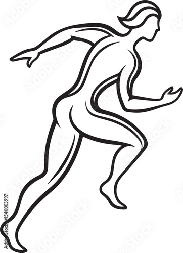 serve motion outline vector illustration, line art