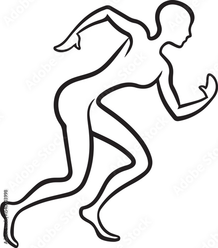 serve motion outline vector illustration, line art