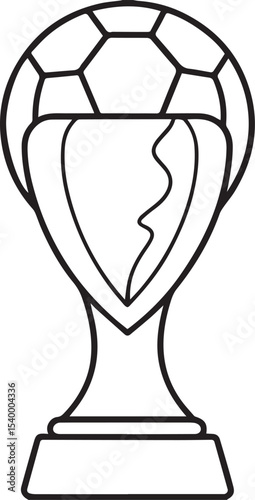 World Cup trophy outline vector illustration, line art