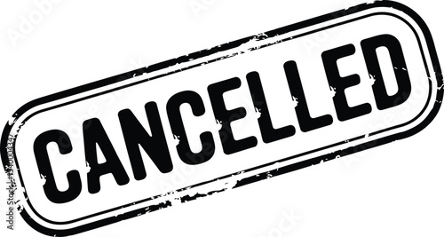 A slightly tilted black cancelled stamp with a distressed border on a light beige background image