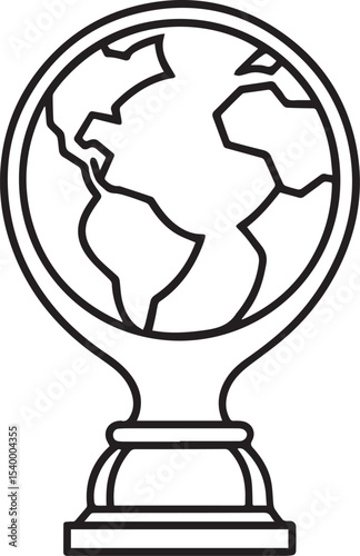 World Cup trophy outline vector illustration, line art