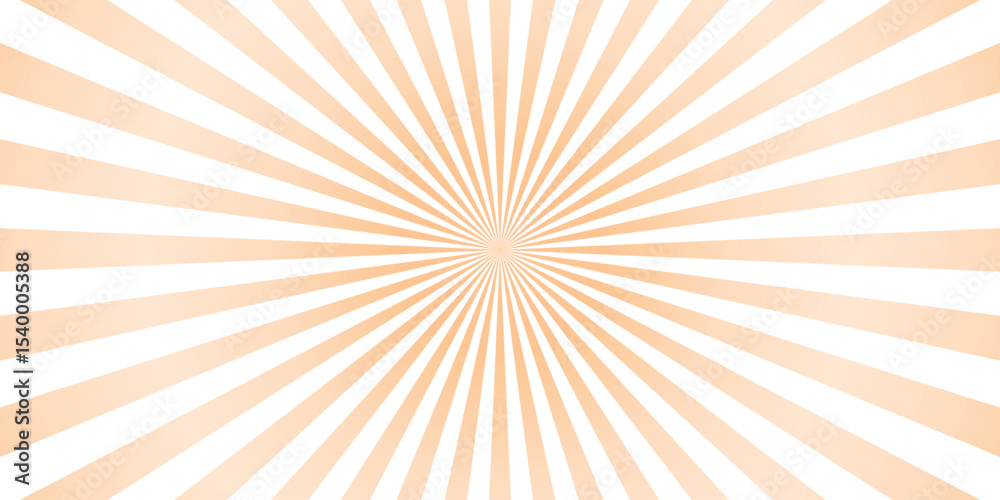 Retro sunburst background in warm peach tones with radial beams and a center point ideal for vintage designs and artistic projects