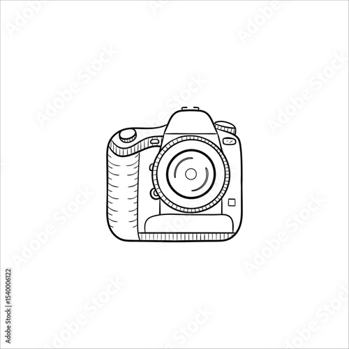 DSLR Camera Icon—Hand-Drawn Photography Equipment Vector