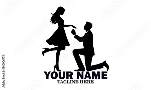 Illustration vector happy valentine's day couple proposing. World kissing day icon, world kissing day vector illustration and logo design
