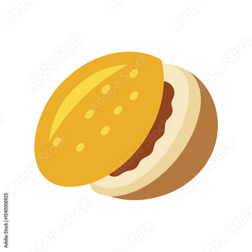 Arepas split open and filled with flavorful ingredients Vector illustration
