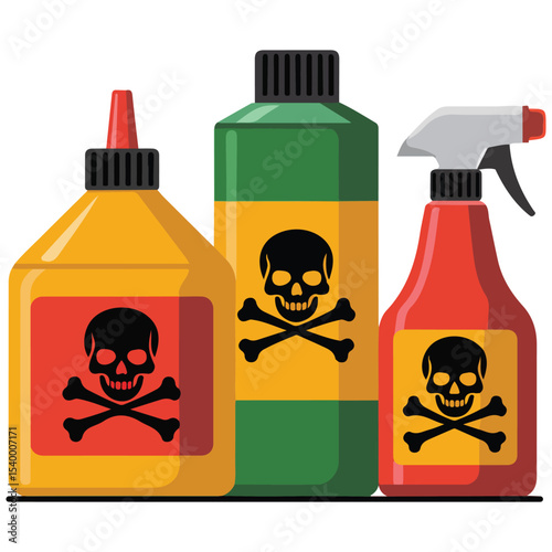Insect extermination chemicals set vector isolated white background