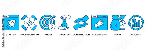 Crowdfunding web icon vector illustration concept with icon of startup, collaboration, target, investor, contribution, advertising, profit, growth