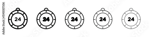 24 hours icon isolated vector on white background set