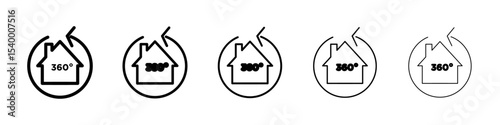 360 degree house icon isolated vector on white background set