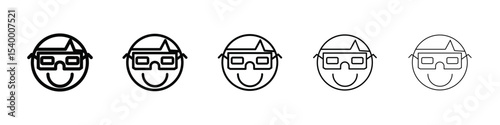 3D glasses icon isolated vector on white background set