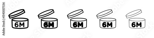 6 months PAO icon isolated vector on white background set
