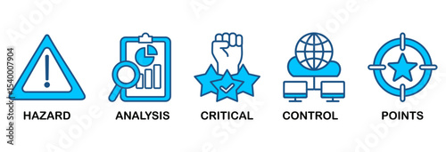 HACCP icon set vector illustration concept for hazard analysis and critical control points acronym in food safety management system