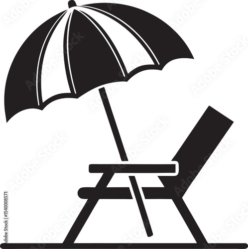 Beach chair and umbrella vector illustration for summer vacation and relaxation at the beach
