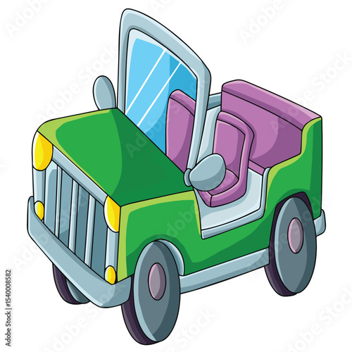 Cute cartoon hand drawn vector jeep clipart.