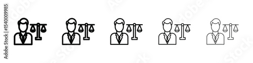 Attorney in law icon isolated vector on white background set